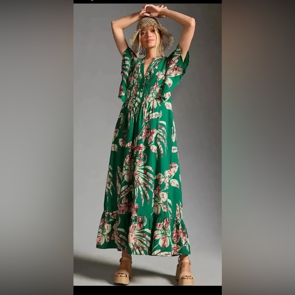 ANTHROPOLOGIE X MAEVE The Cassandra Maxi Dress "Raspberry" Small NWT